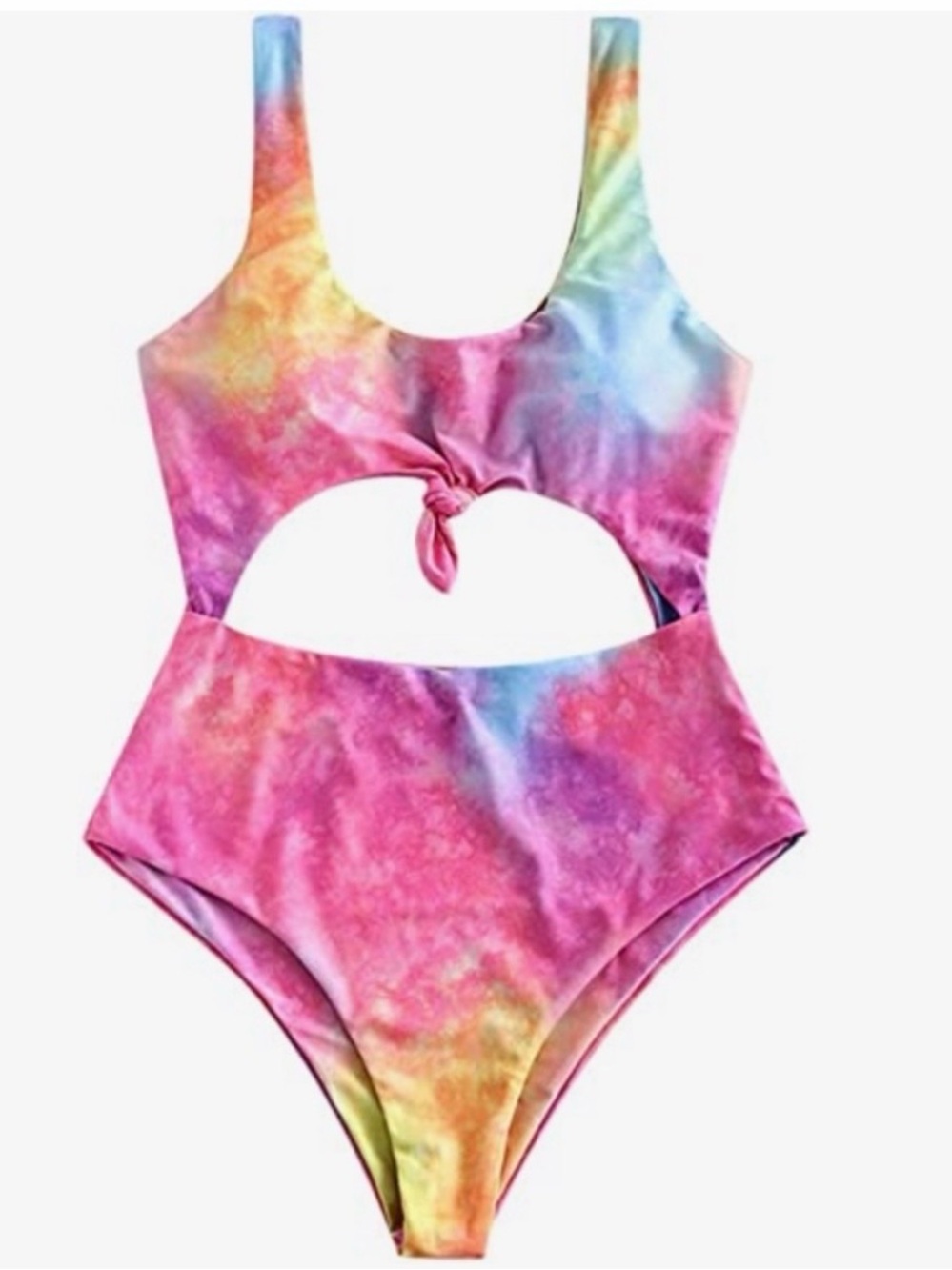 NWT Zaful Tie Dye Heart Cutout One Piece Swimsuit Monokini Size Large